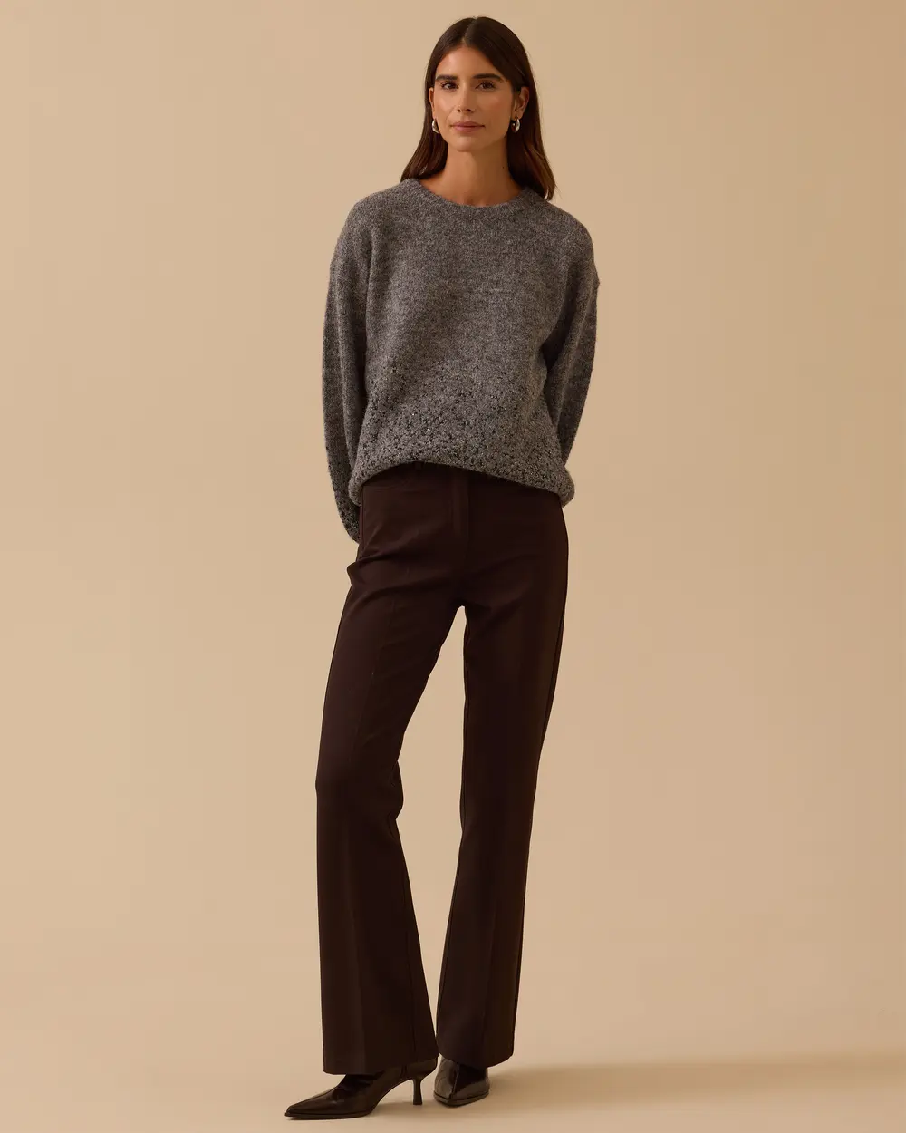 Pul Detaylı Triko Kazak