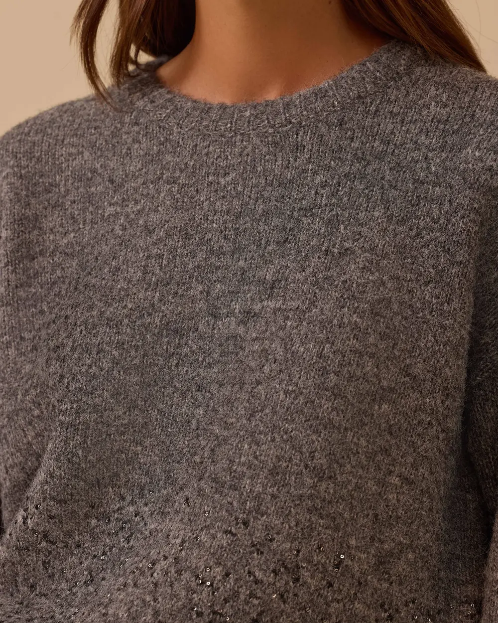 Pul Detaylı Triko Kazak