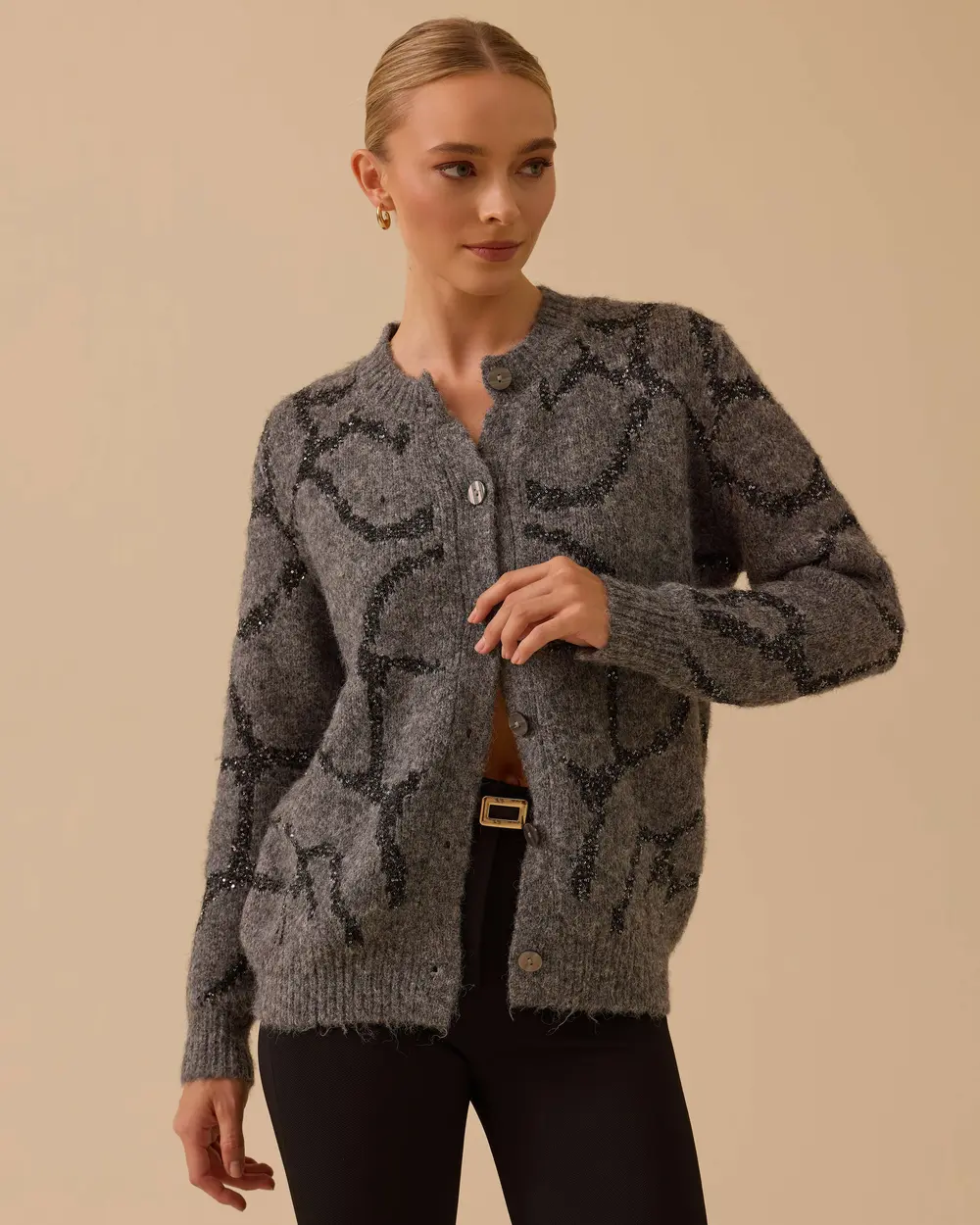 Desenli Triko Hırka