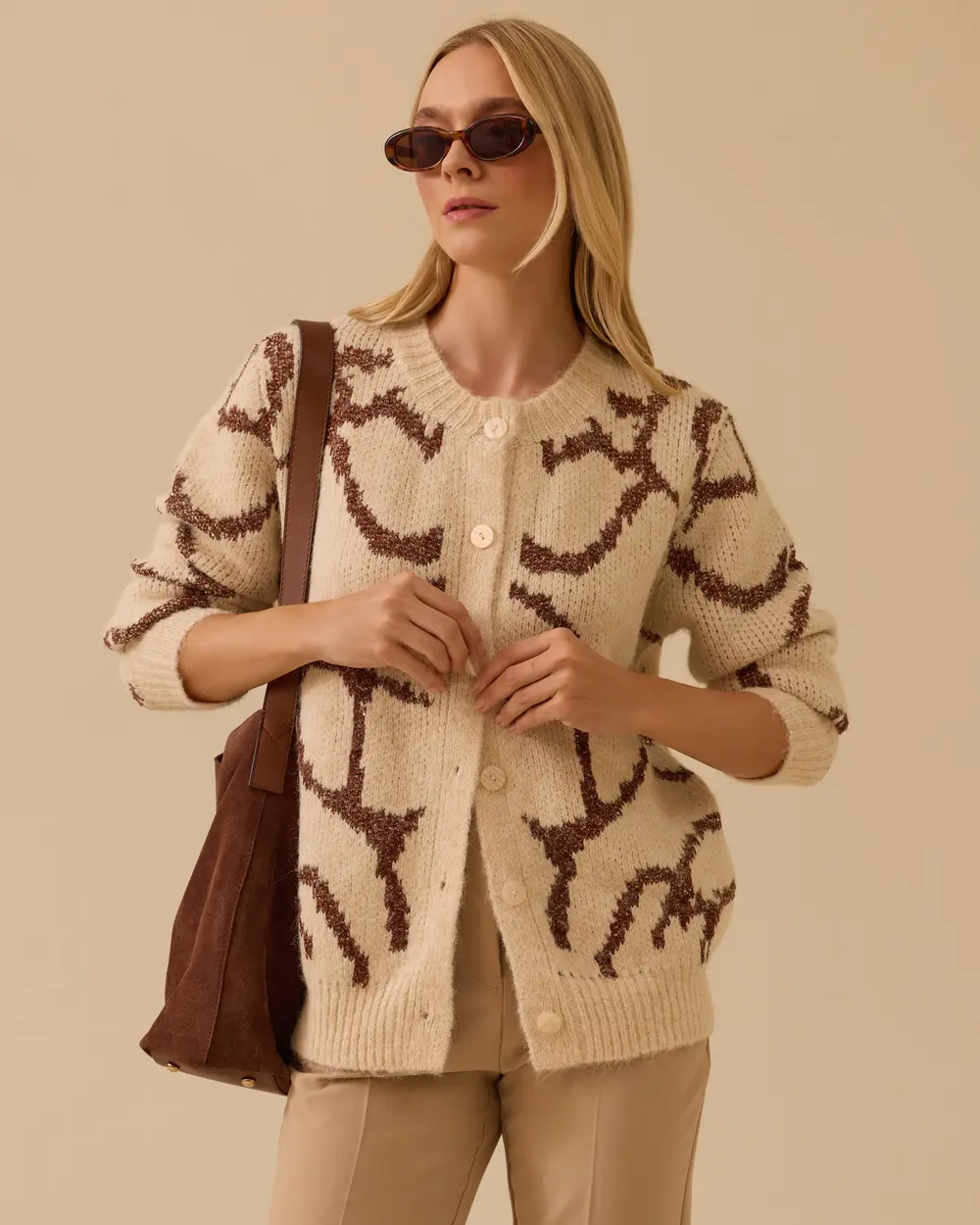 Desenli Triko Hırka