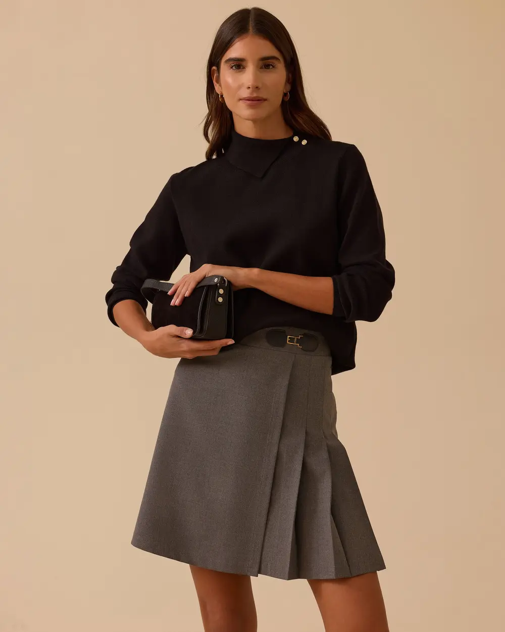 Düğme Detaylı Triko Kazak