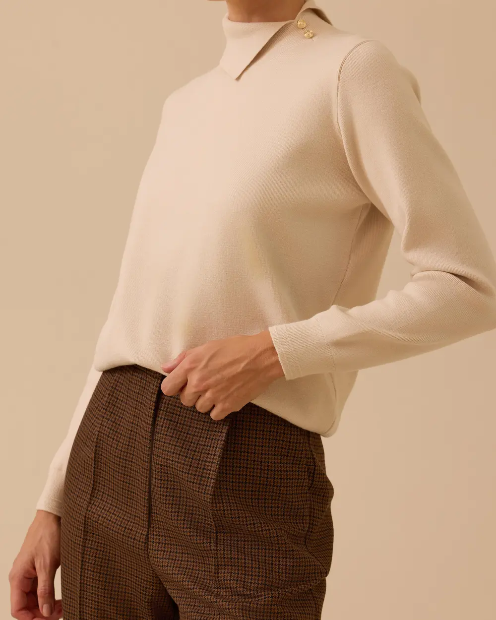 Düğme Detaylı Triko Kazak