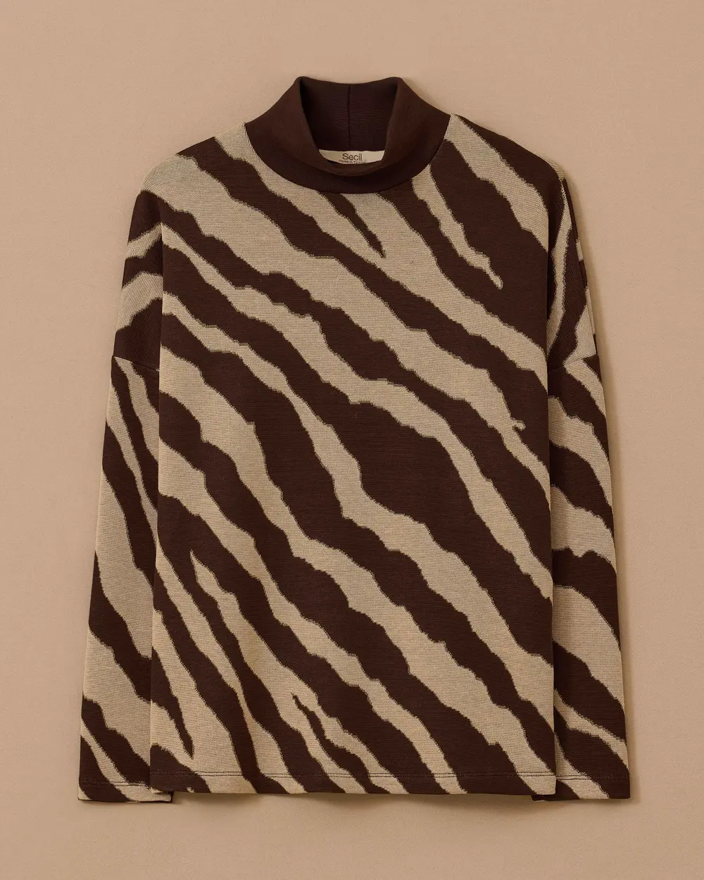 Stand Collar Patterned Sweater