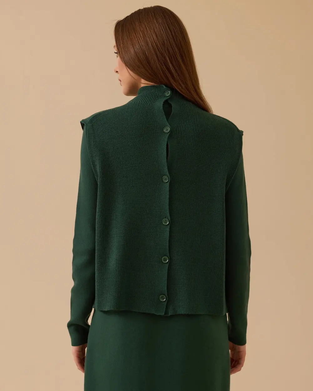 Uzun Kollu İki Parça Triko Elbise Takım