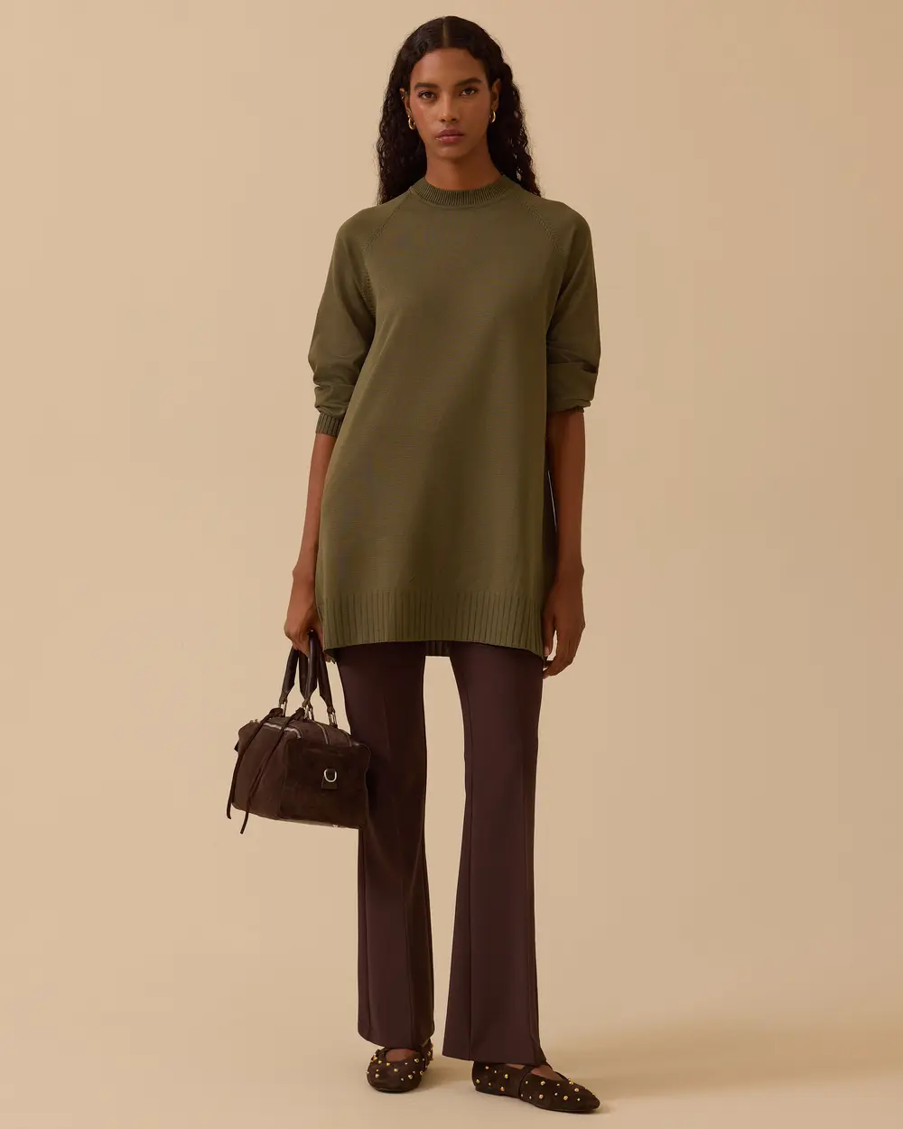 Uzun Kollu Basic Triko Tunik