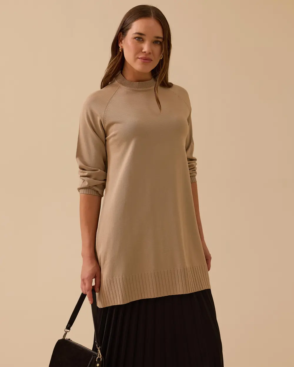 Uzun Kollu Basic Triko Tunik