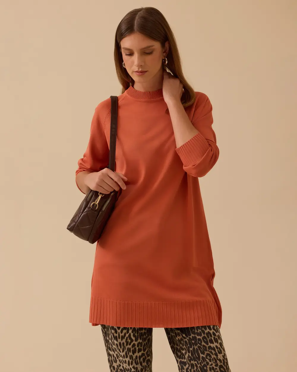 Uzun Kollu Basic Triko Tunik