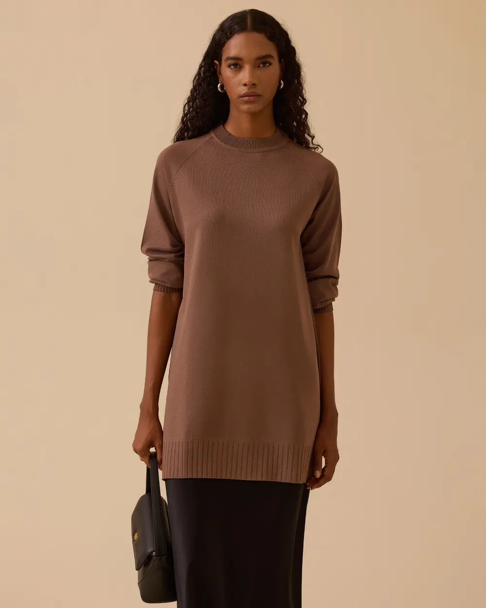 Uzun Kollu Basic Triko Tunik