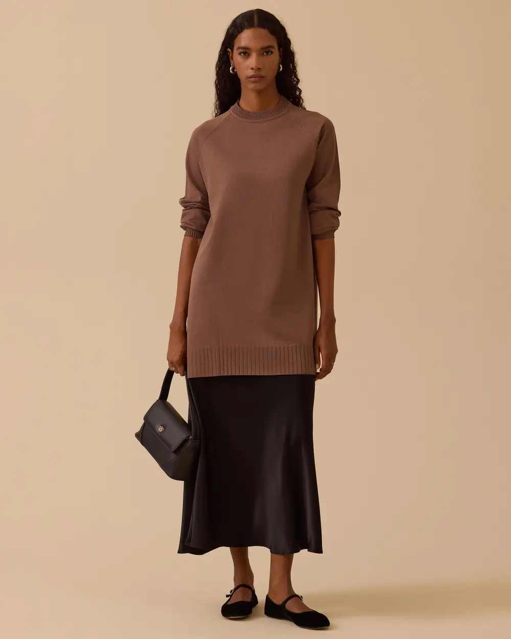 Uzun Kollu Basic Triko Tunik