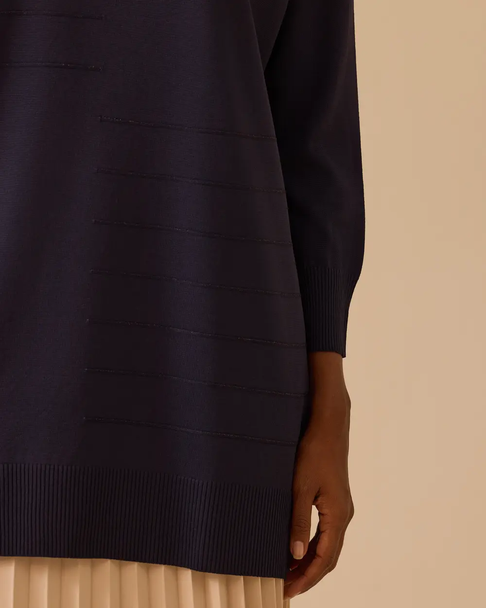 Çizgi Desen Detaylı Triko