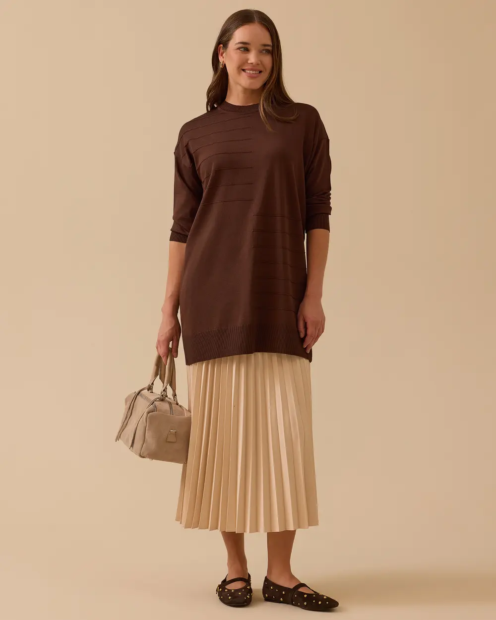 Çizgi Desen Detaylı Triko