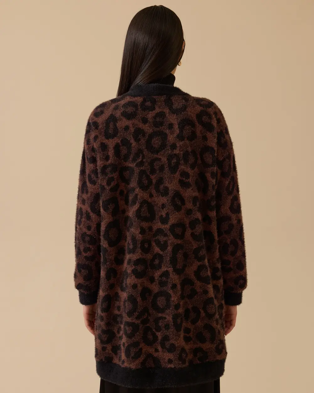Leopard Print Buttoned Sweater Cardigan