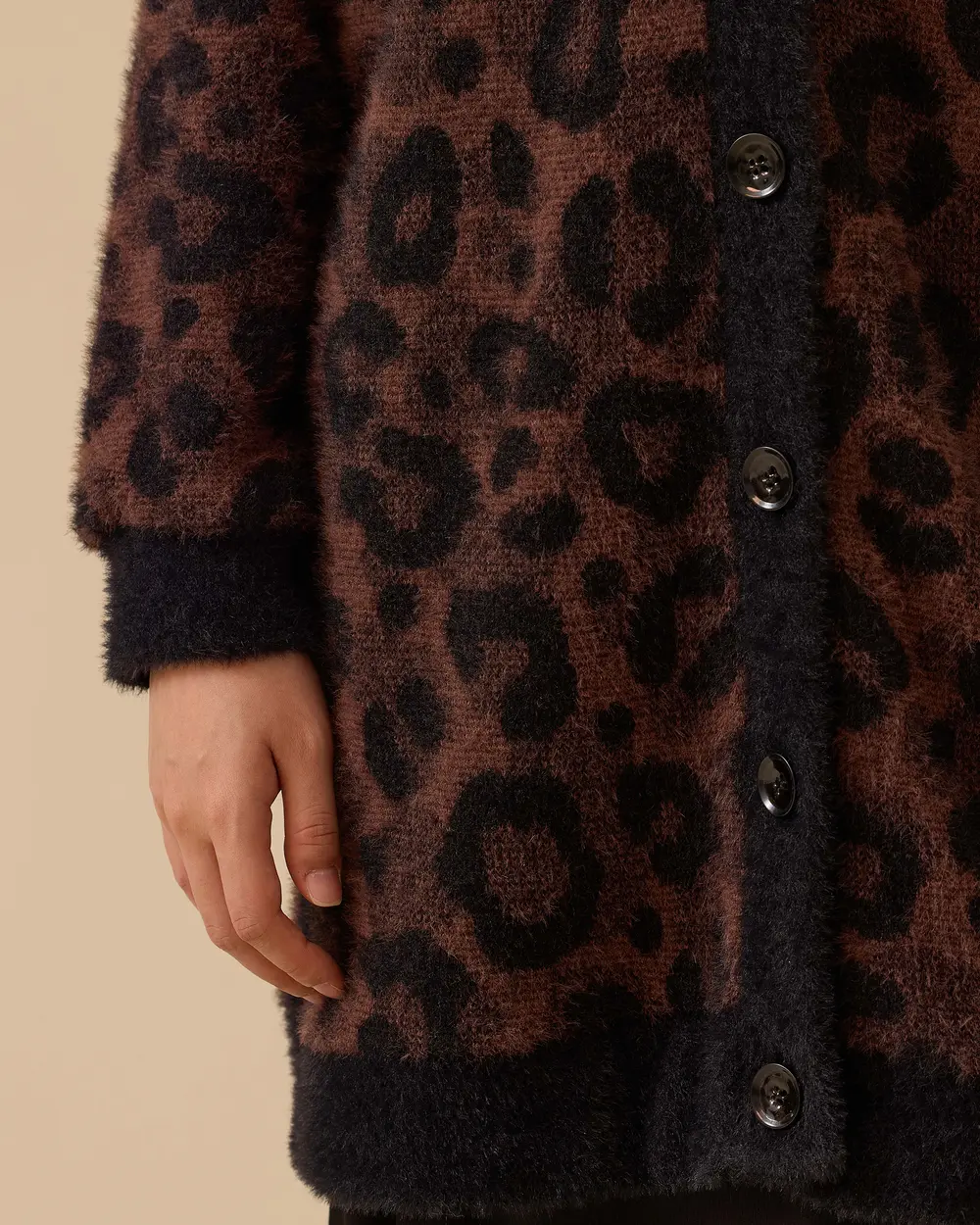 Leopard Print Buttoned Sweater Cardigan