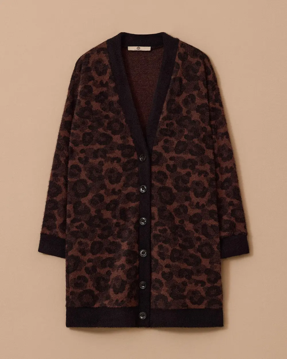 Leopard Print Buttoned Sweater Cardigan