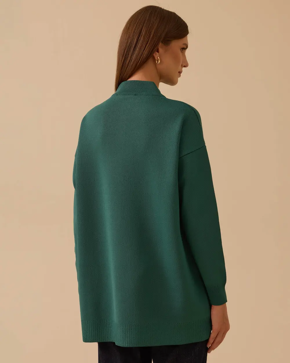 Cep Detaylı Düğmeli Triko Hırka