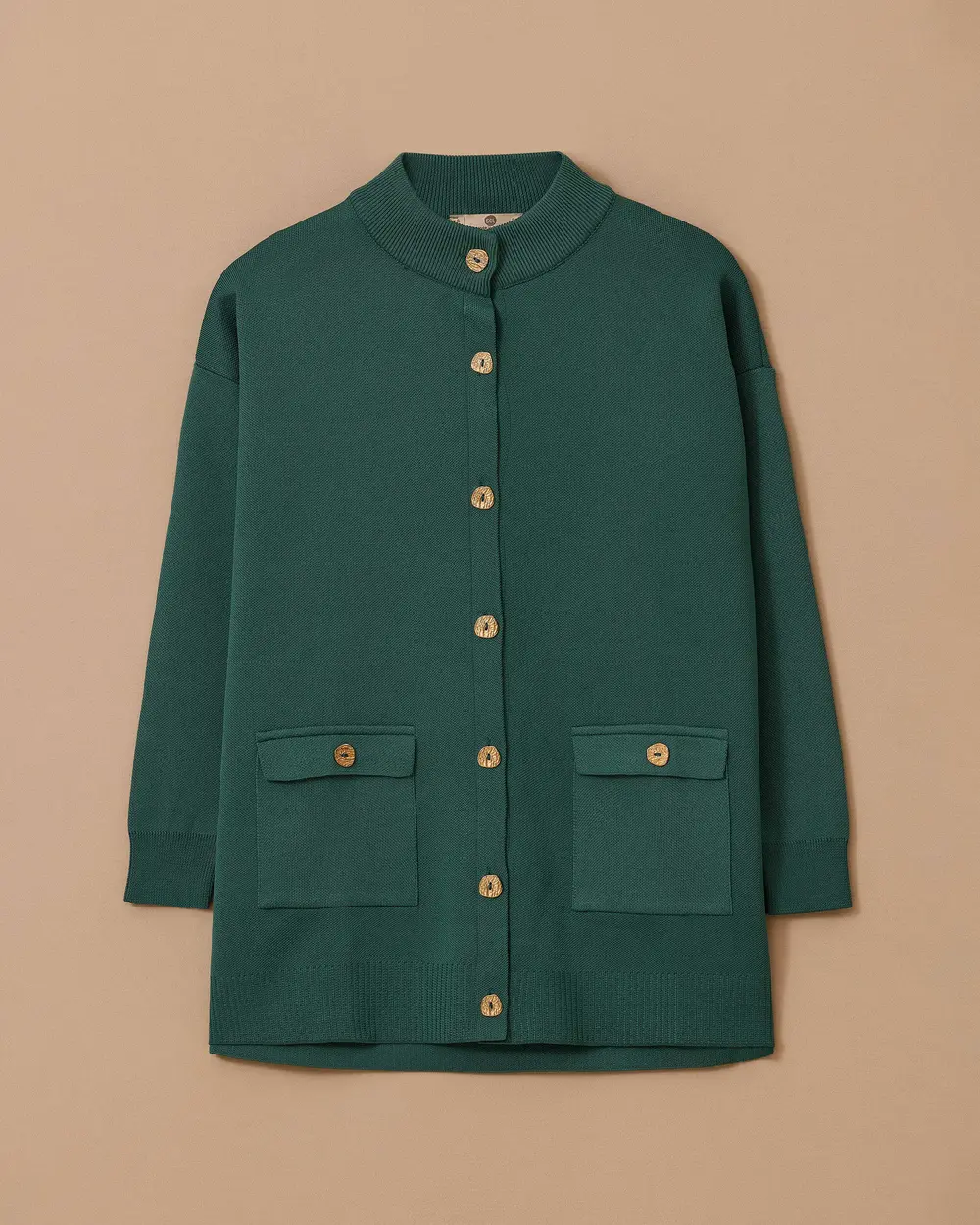 Cep Detaylı Düğmeli Triko Hırka