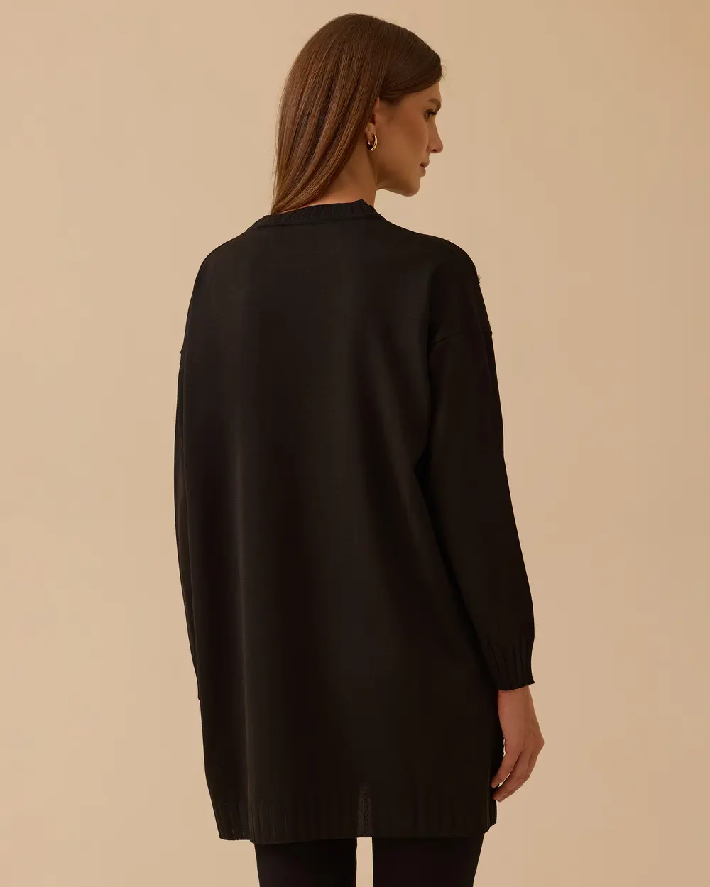 Düğme Detaylı Triko Tunik