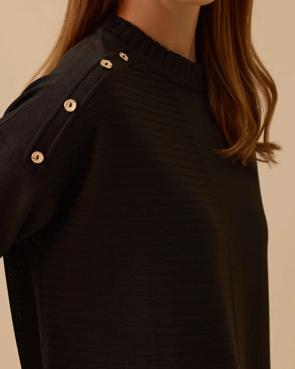 Düğme Detaylı Triko Tunik
