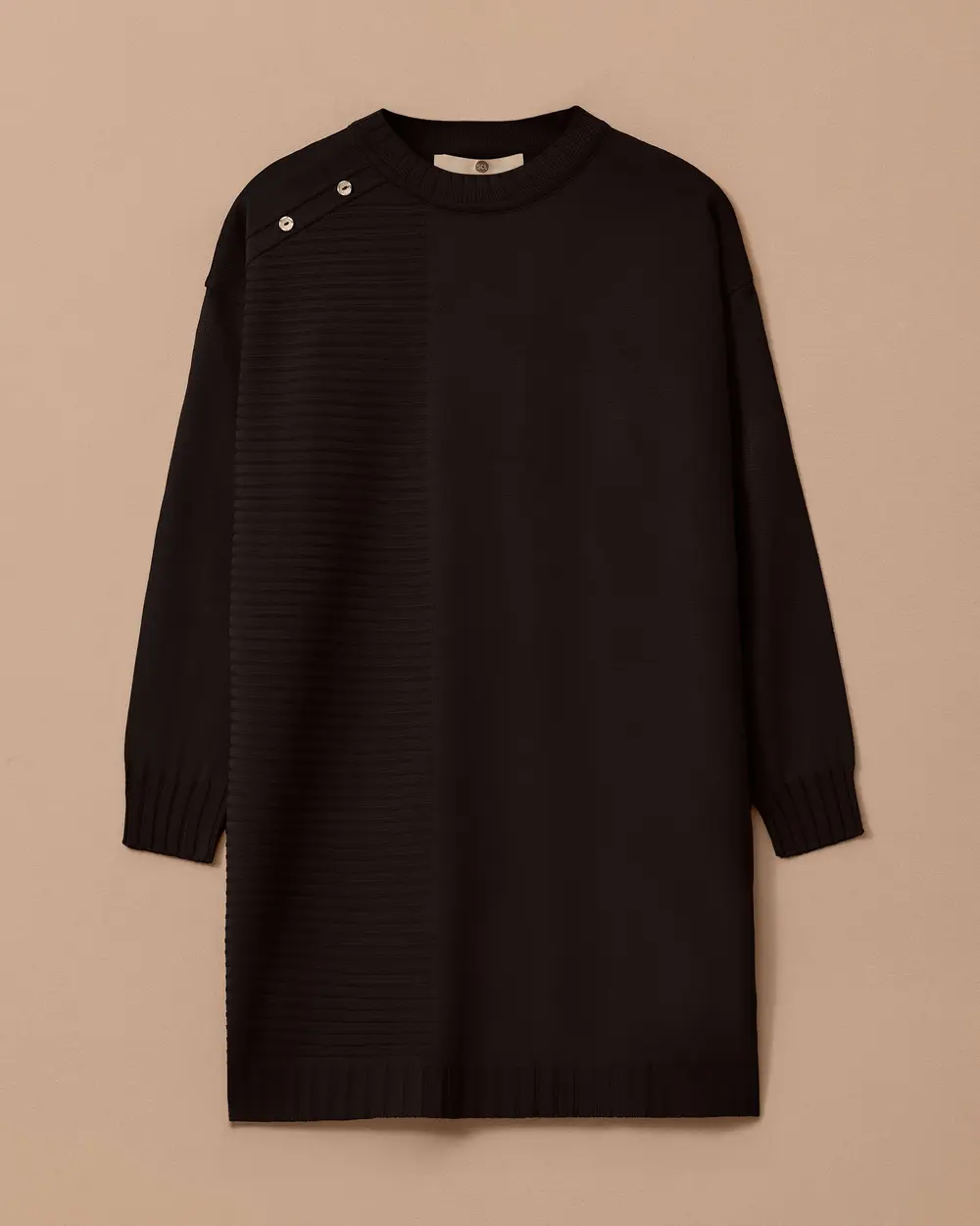 Düğme Detaylı Triko Tunik