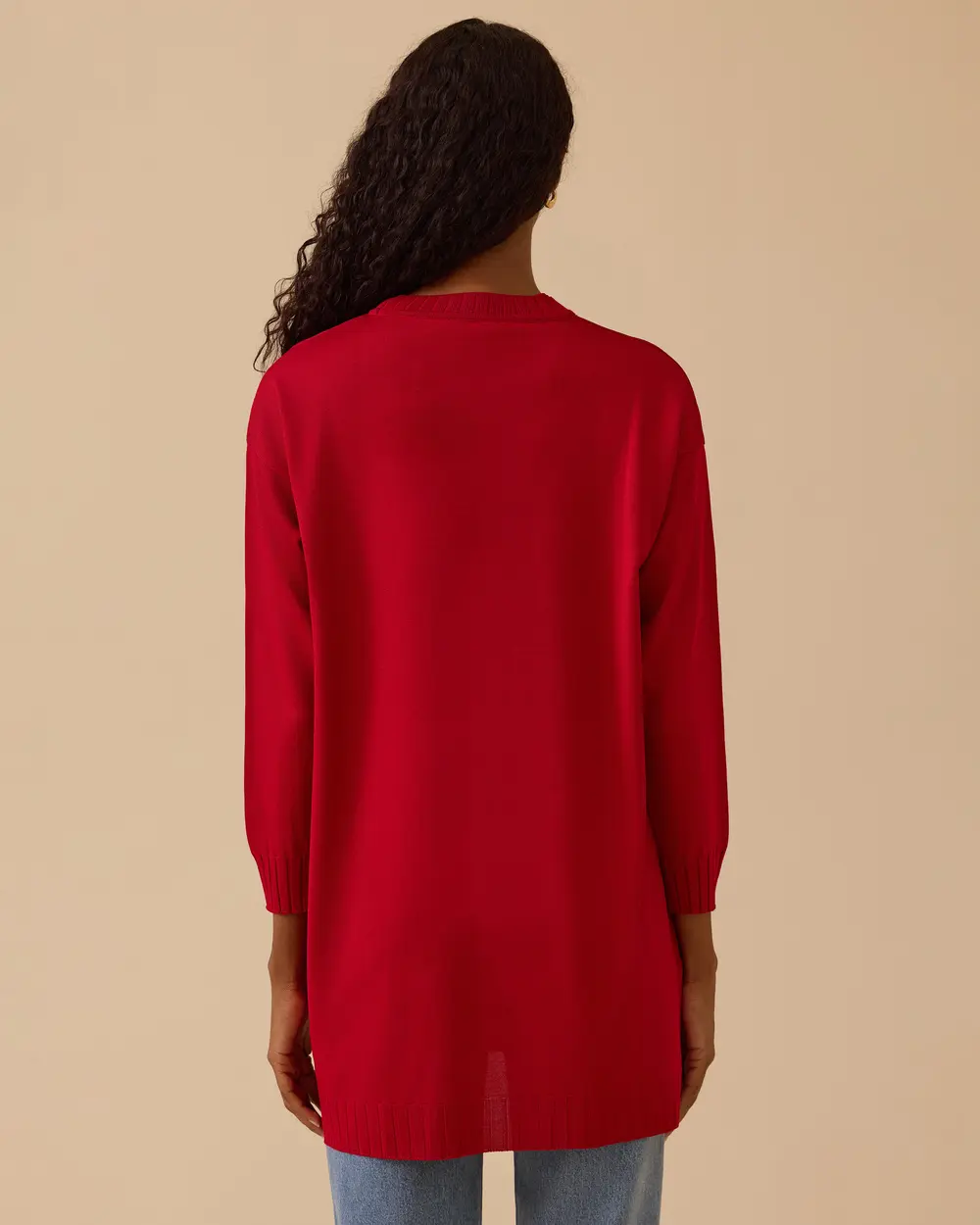Düğme Detaylı Triko Tunik