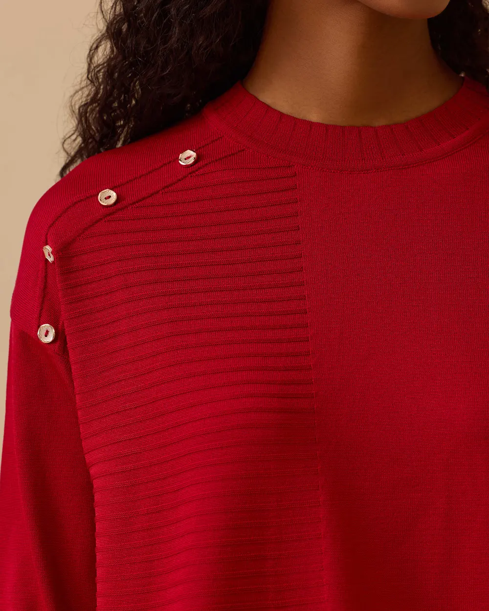 Düğme Detaylı Triko Tunik