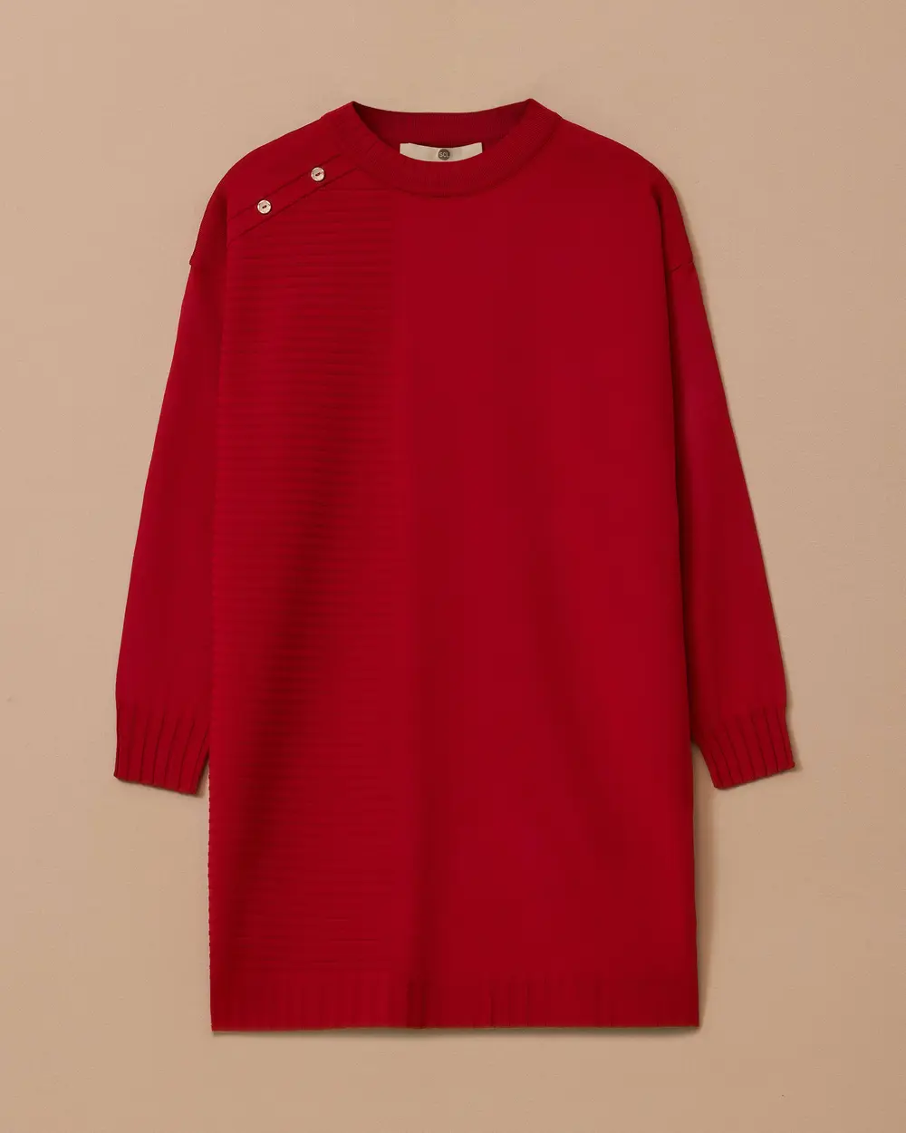 Düğme Detaylı Triko Tunik