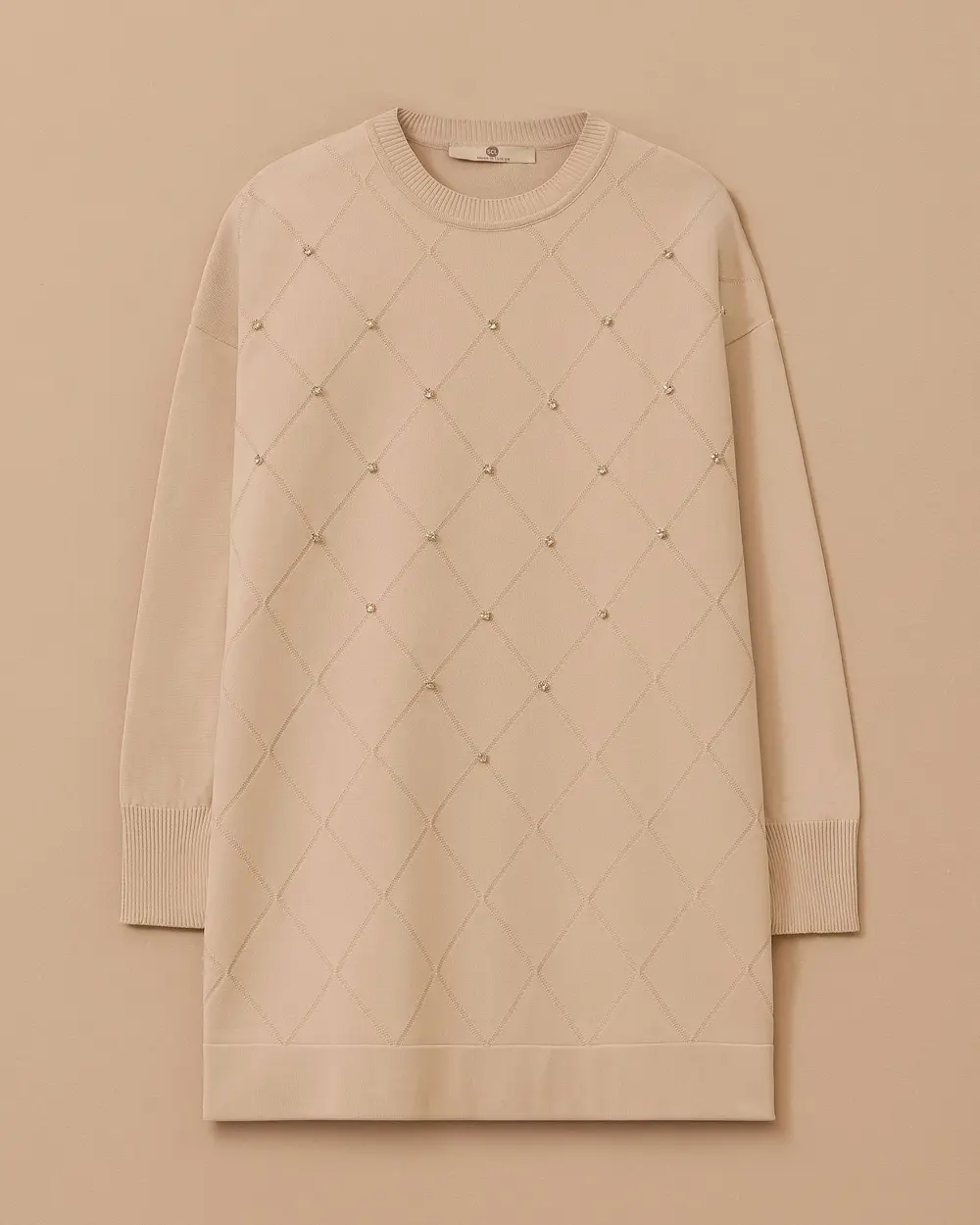 Taş Detaylı Uzun Triko Tunik