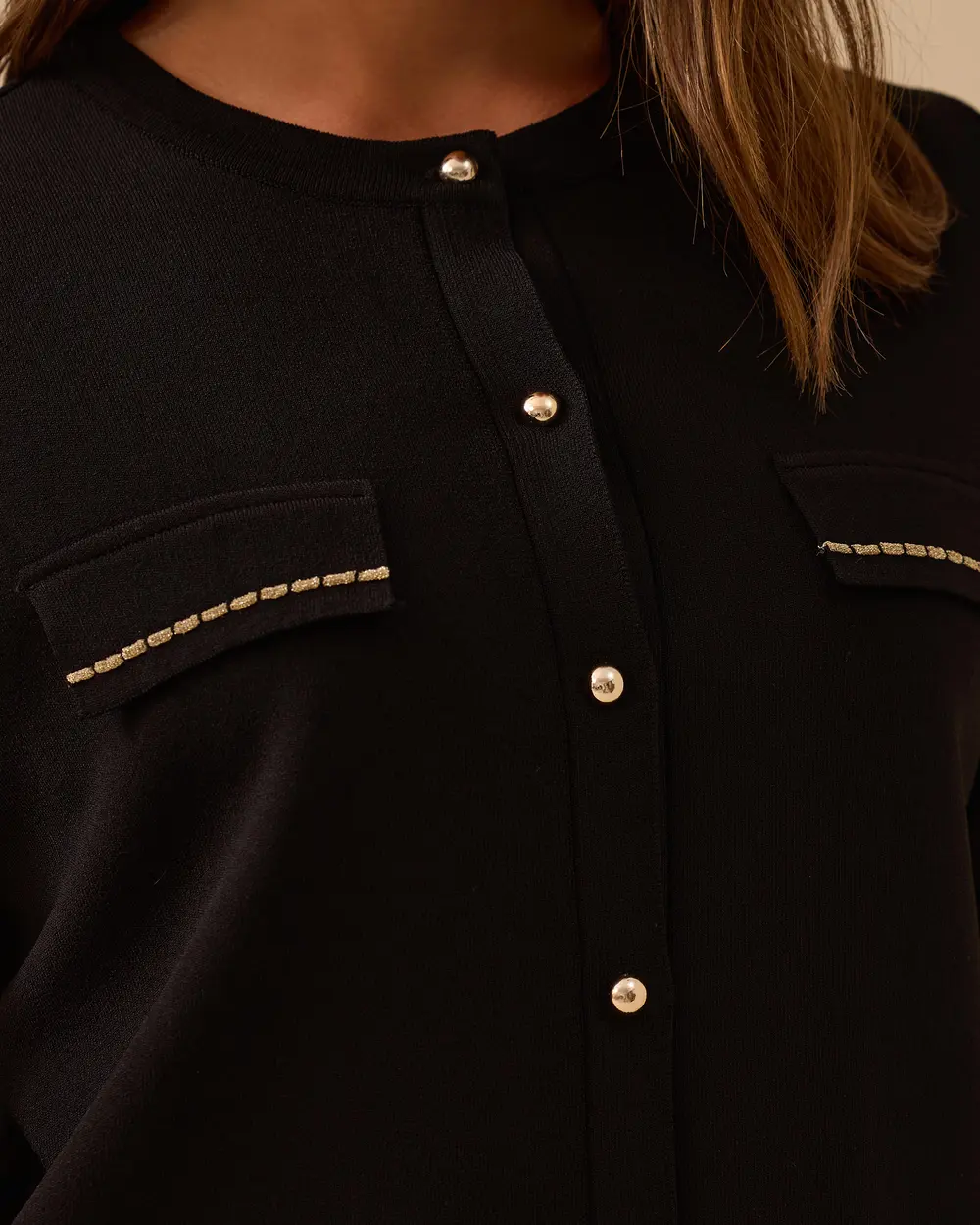 Stone Detailed Buttoned Sweater Cardigan