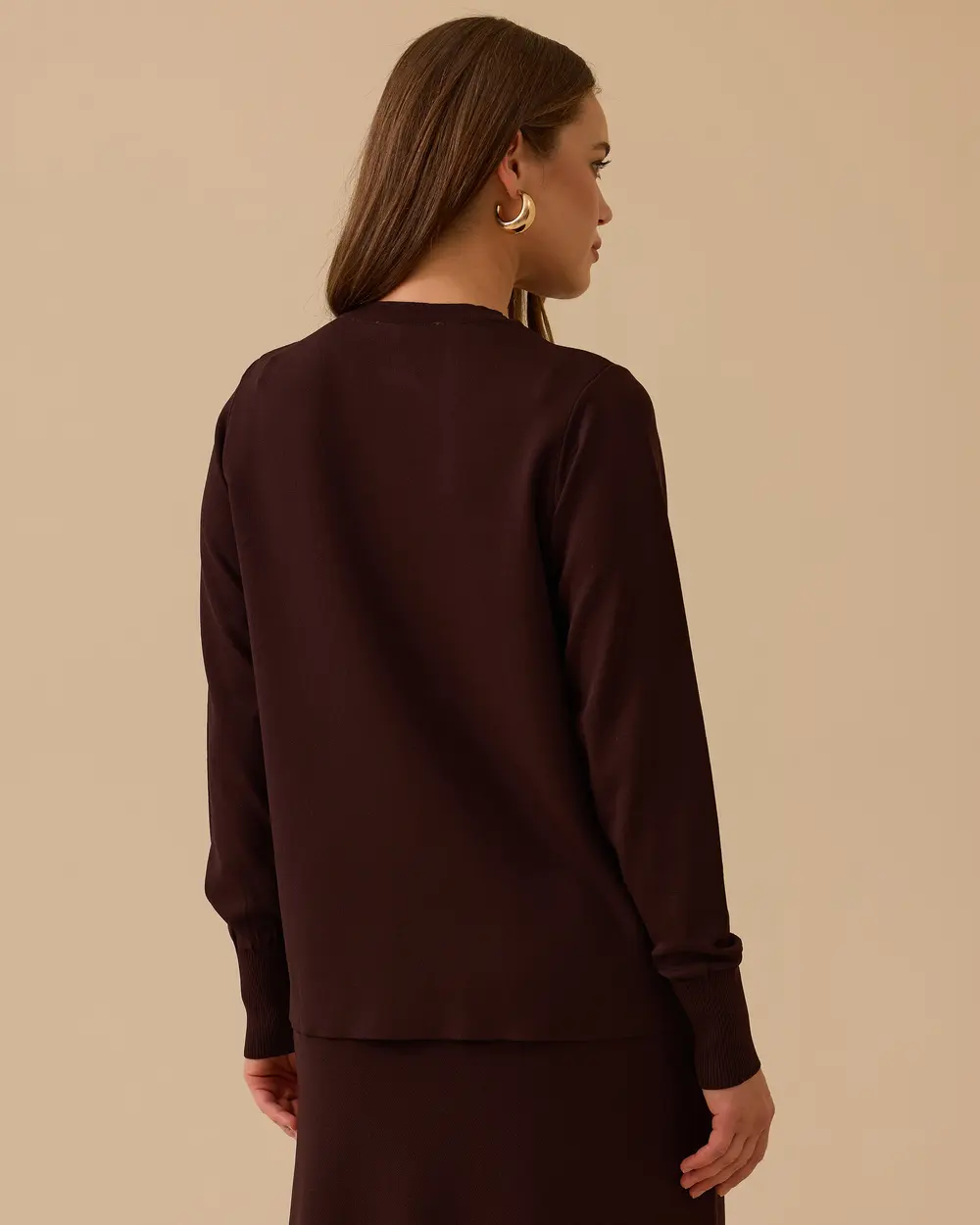 Yuvarlak Yaka Düğmeli Triko Hırka