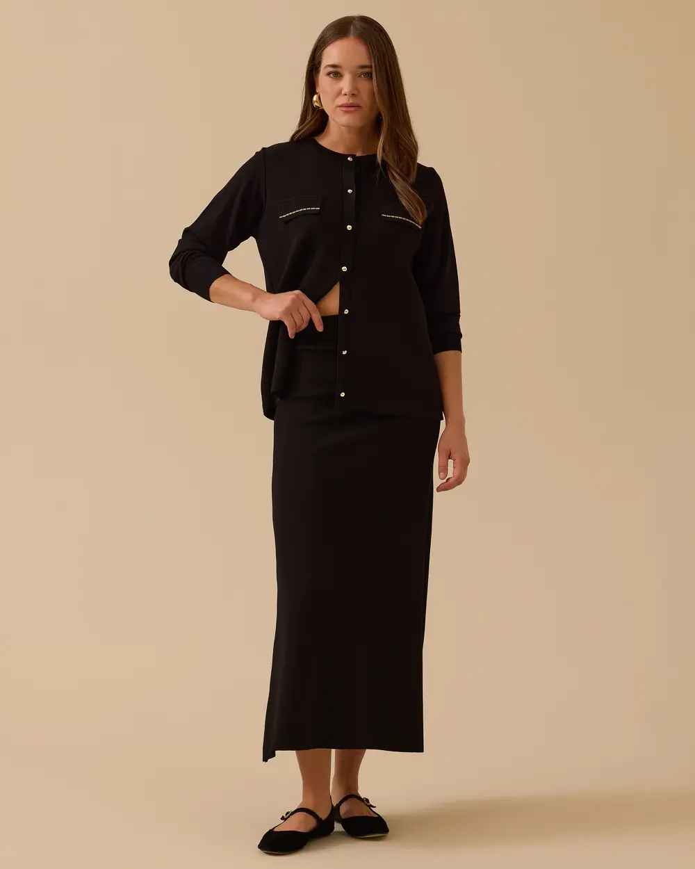 Düz Kesim Triko Etek