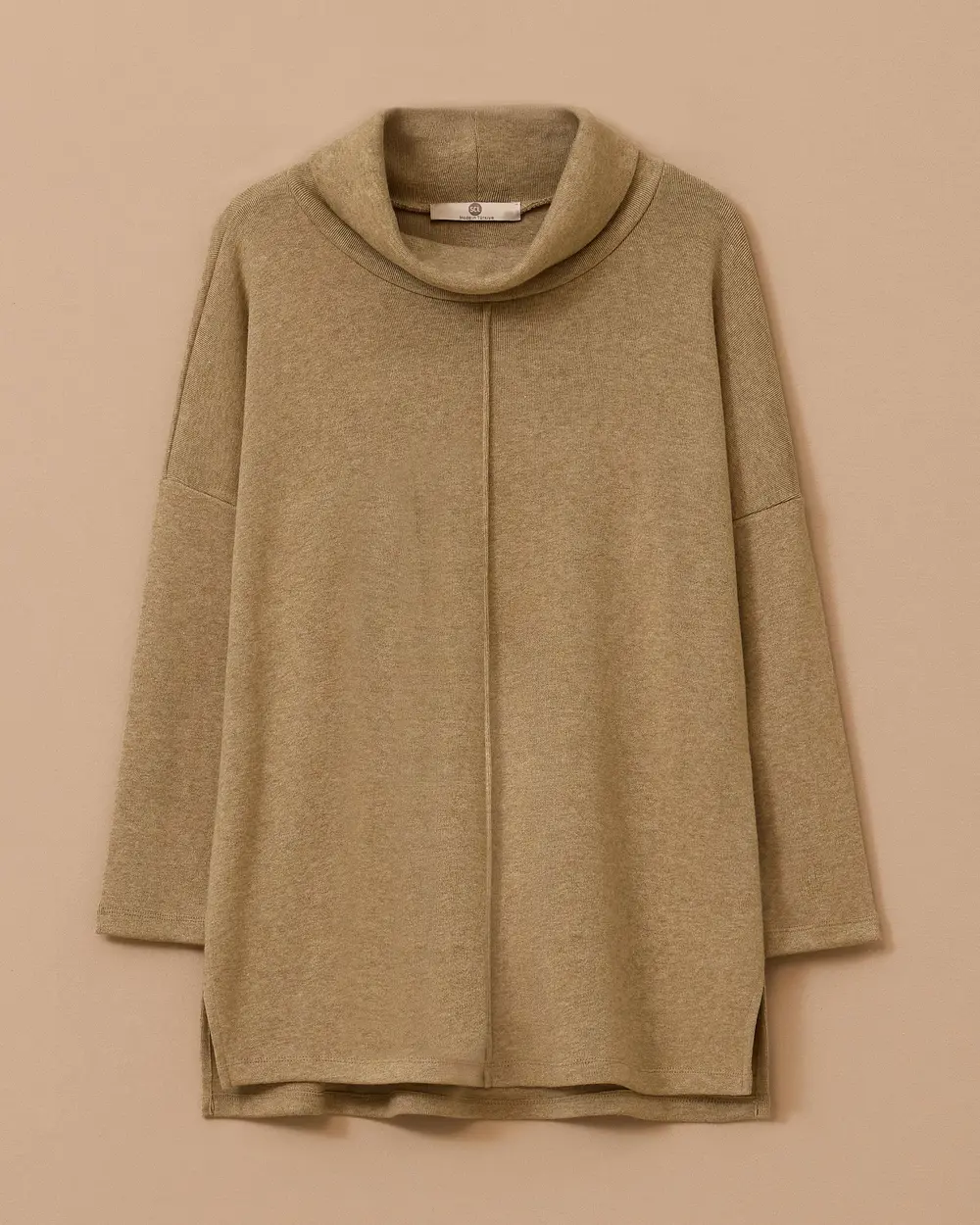 Turtleneck Sweater with Front Seam Detail