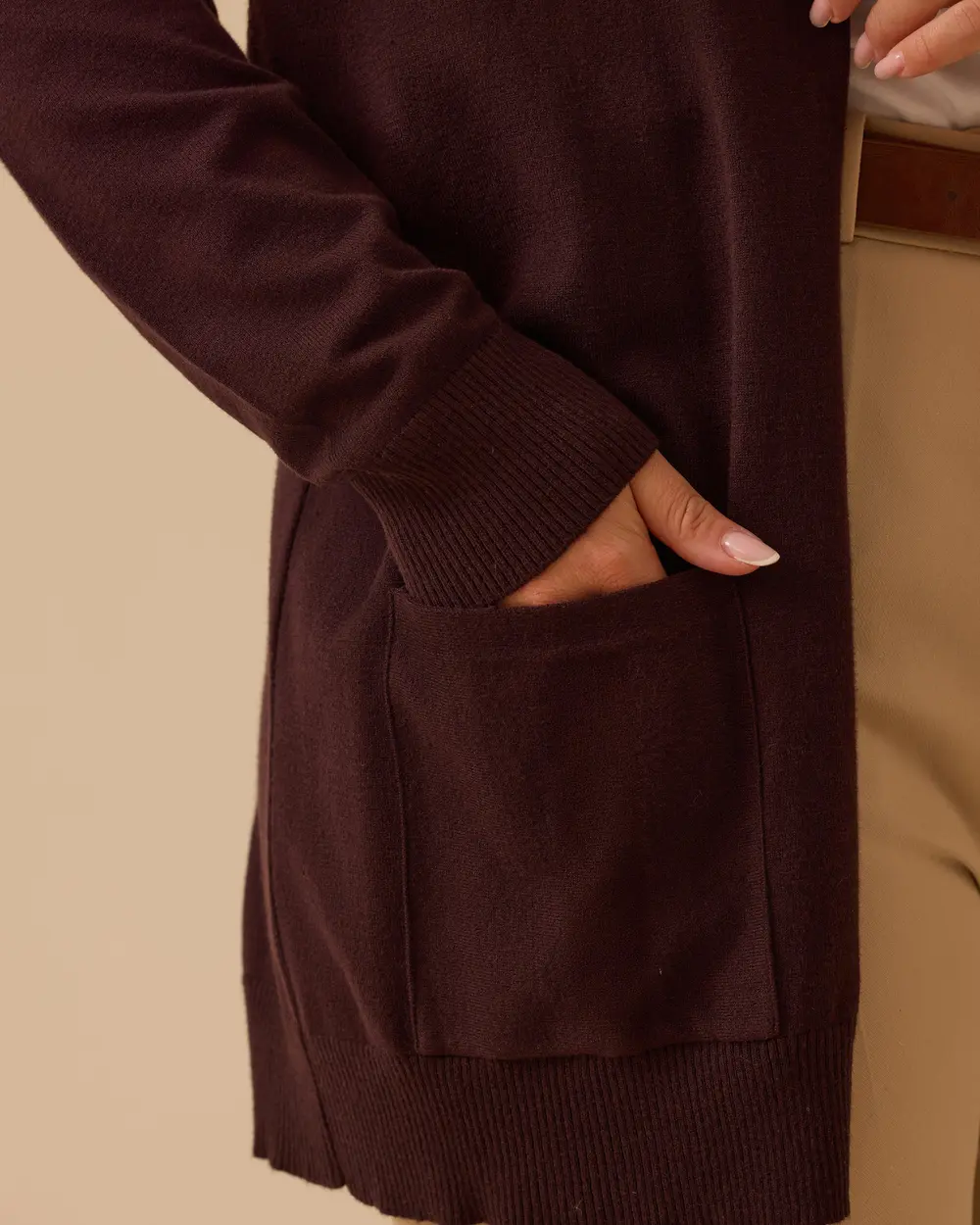 Büyük Beden Cepli Basic Triko Hırka