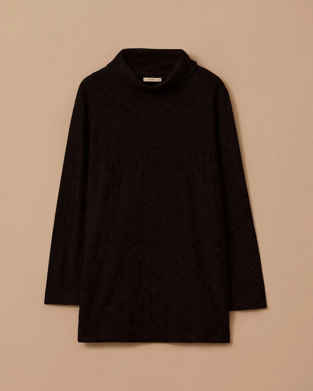 Plus Size Stand Collar Patterned Sweater Blouse