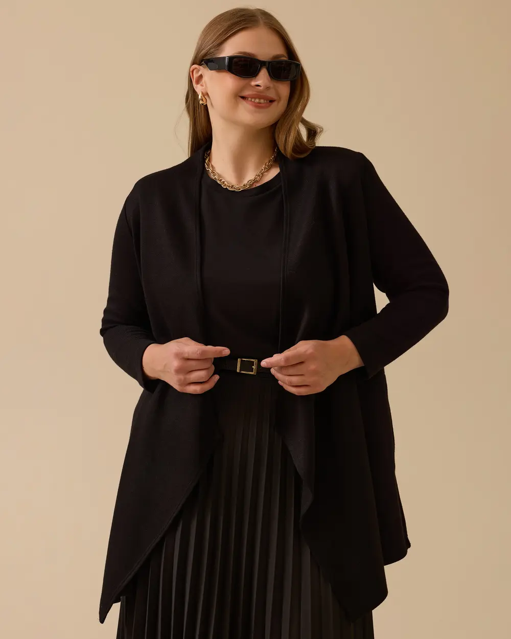 Plus Size Asymmetric Cut Sweater Cardigan