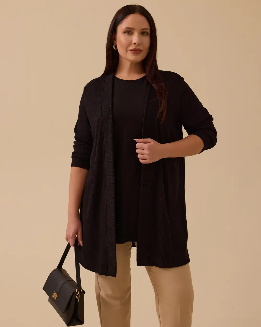 Büyük Beden Desenli İç Bluzlu Takım