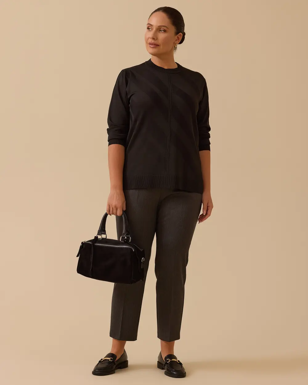 Büyük Beden Desenli Triko Bluz