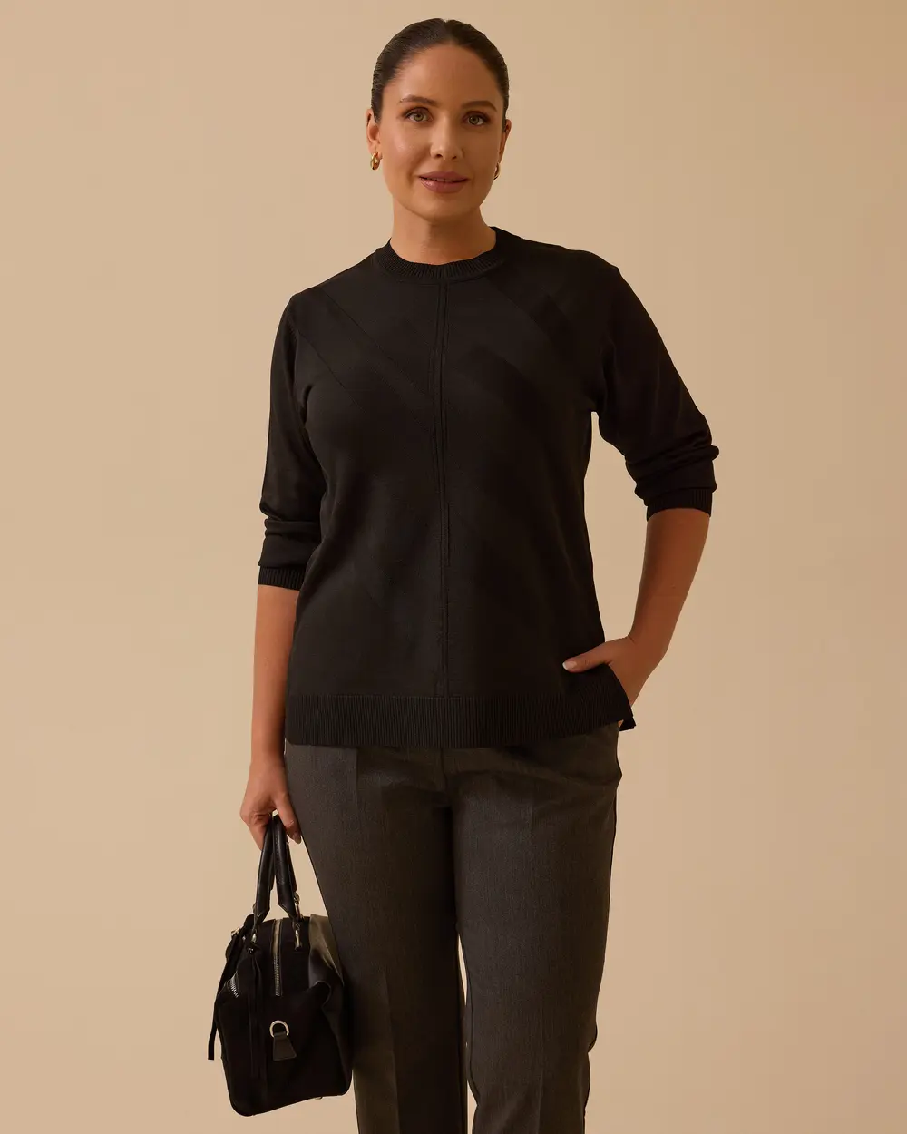 Büyük Beden Desenli Triko Bluz