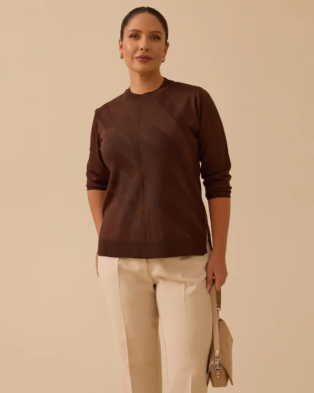 Büyük Beden Desenli Triko Bluz