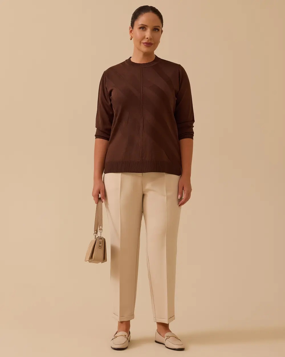 Büyük Beden Desenli Triko Bluz