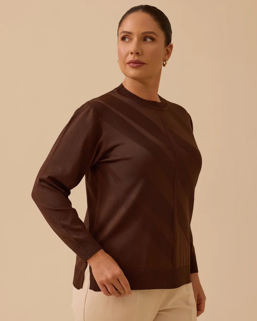 Büyük Beden Desenli Triko Bluz