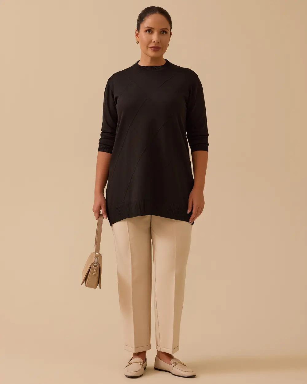 Büyük Beden Desenli Basic Triko Tunik