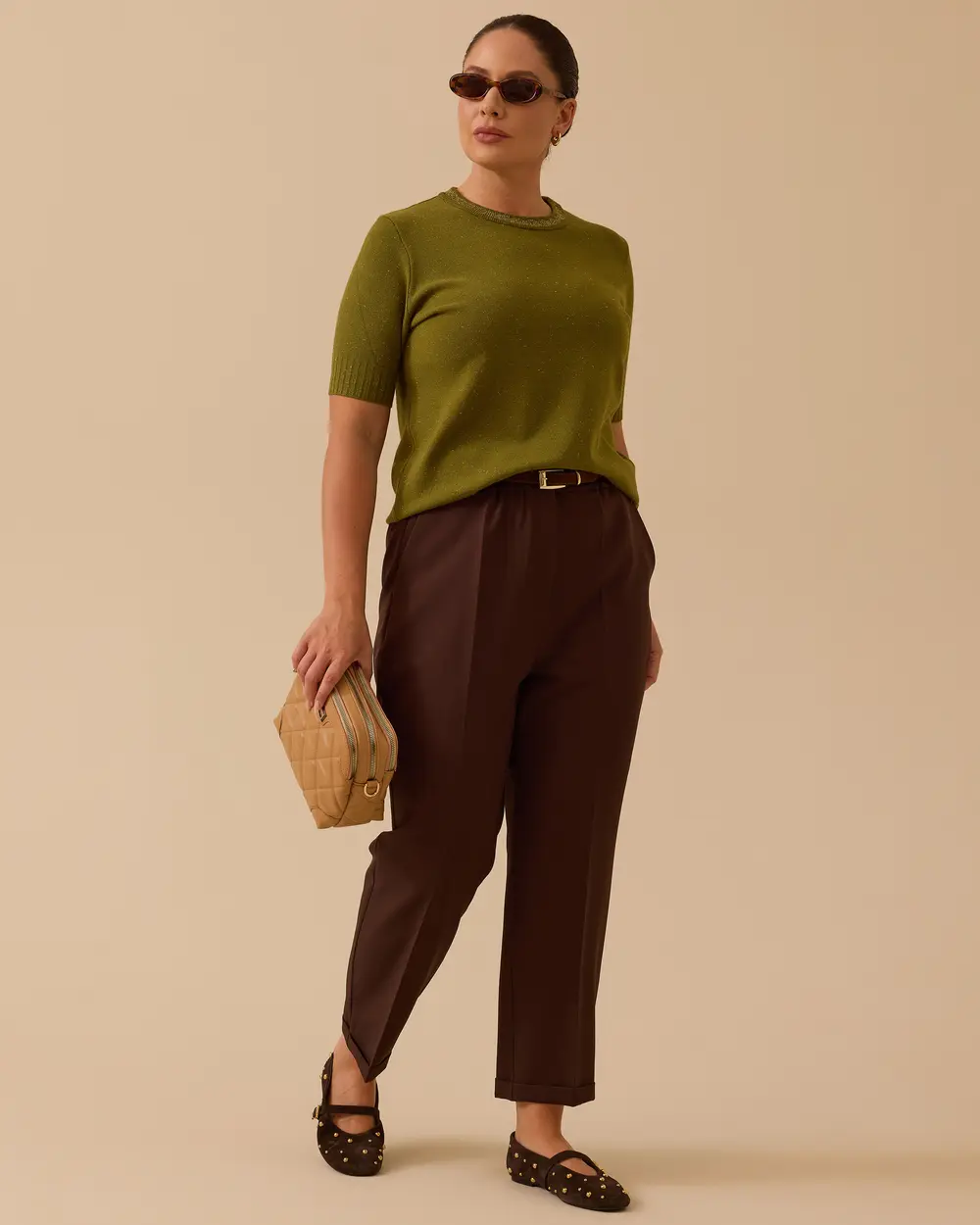 Büyük Beden Kısa Kollu Basic Triko Bluz