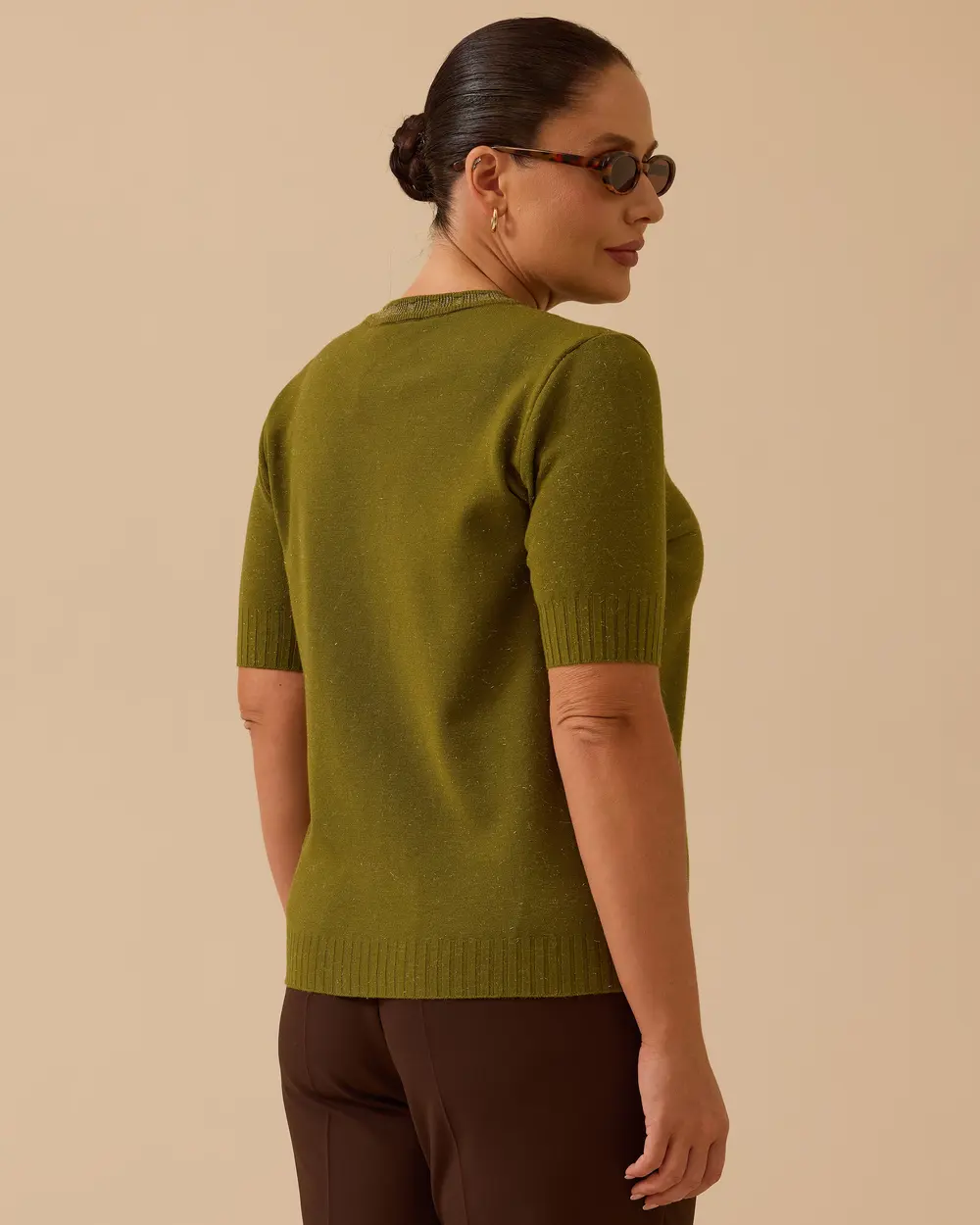 Büyük Beden Kısa Kollu Basic Triko Bluz