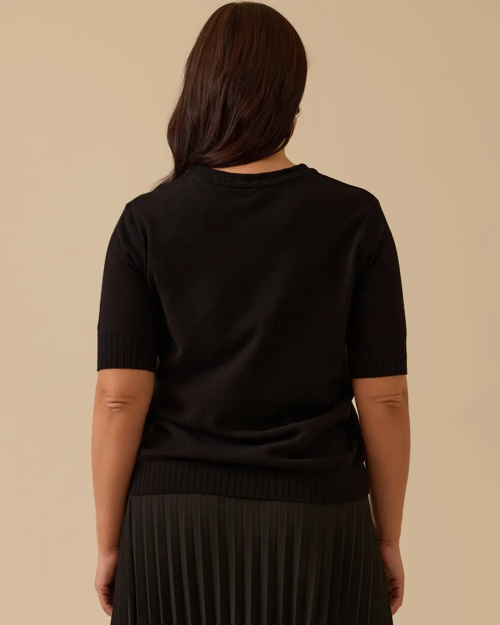 Büyük Beden Kısa Kollu Basic Triko Bluz