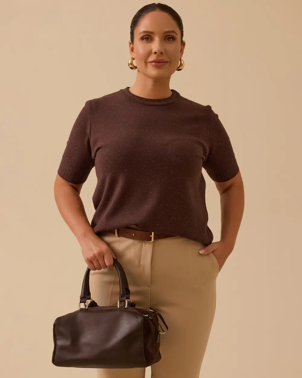 Büyük Beden Kısa Kollu Basic Triko Bluz