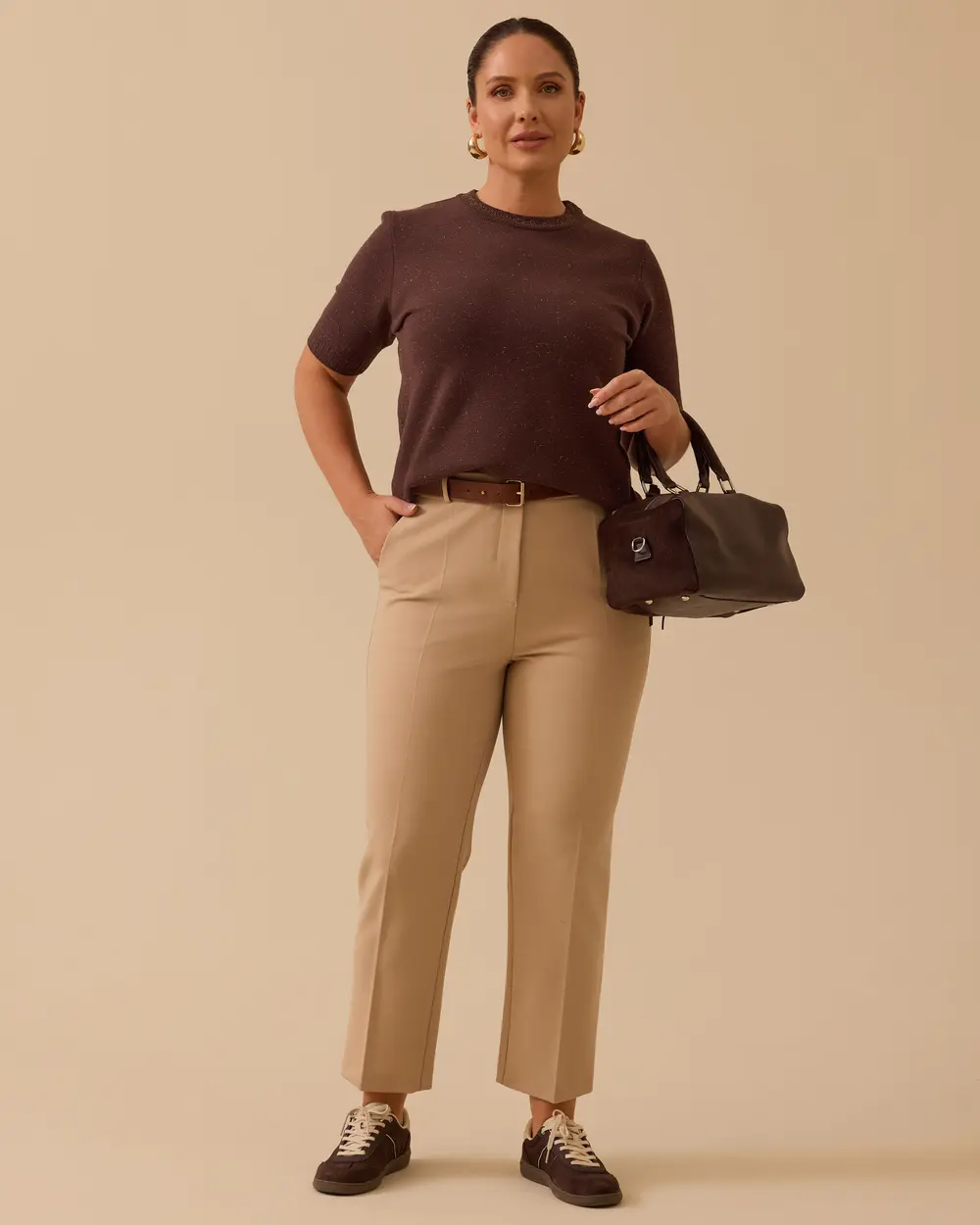 Büyük Beden Kısa Kollu Basic Triko Bluz