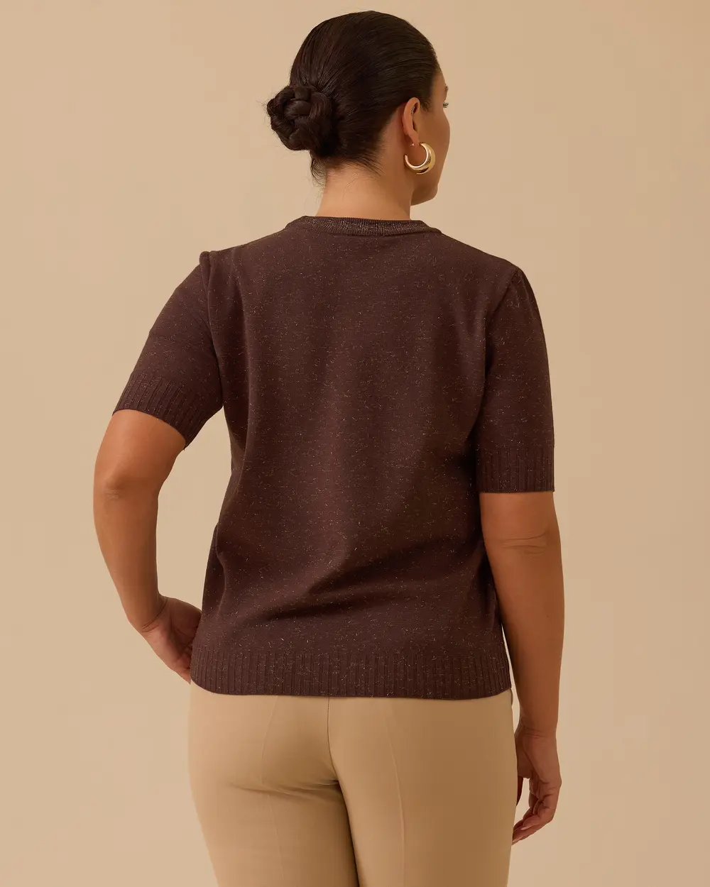 Büyük Beden Kısa Kollu Basic Triko Bluz