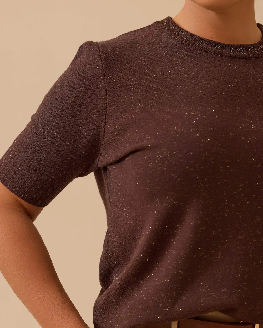 Büyük Beden Kısa Kollu Basic Triko Bluz