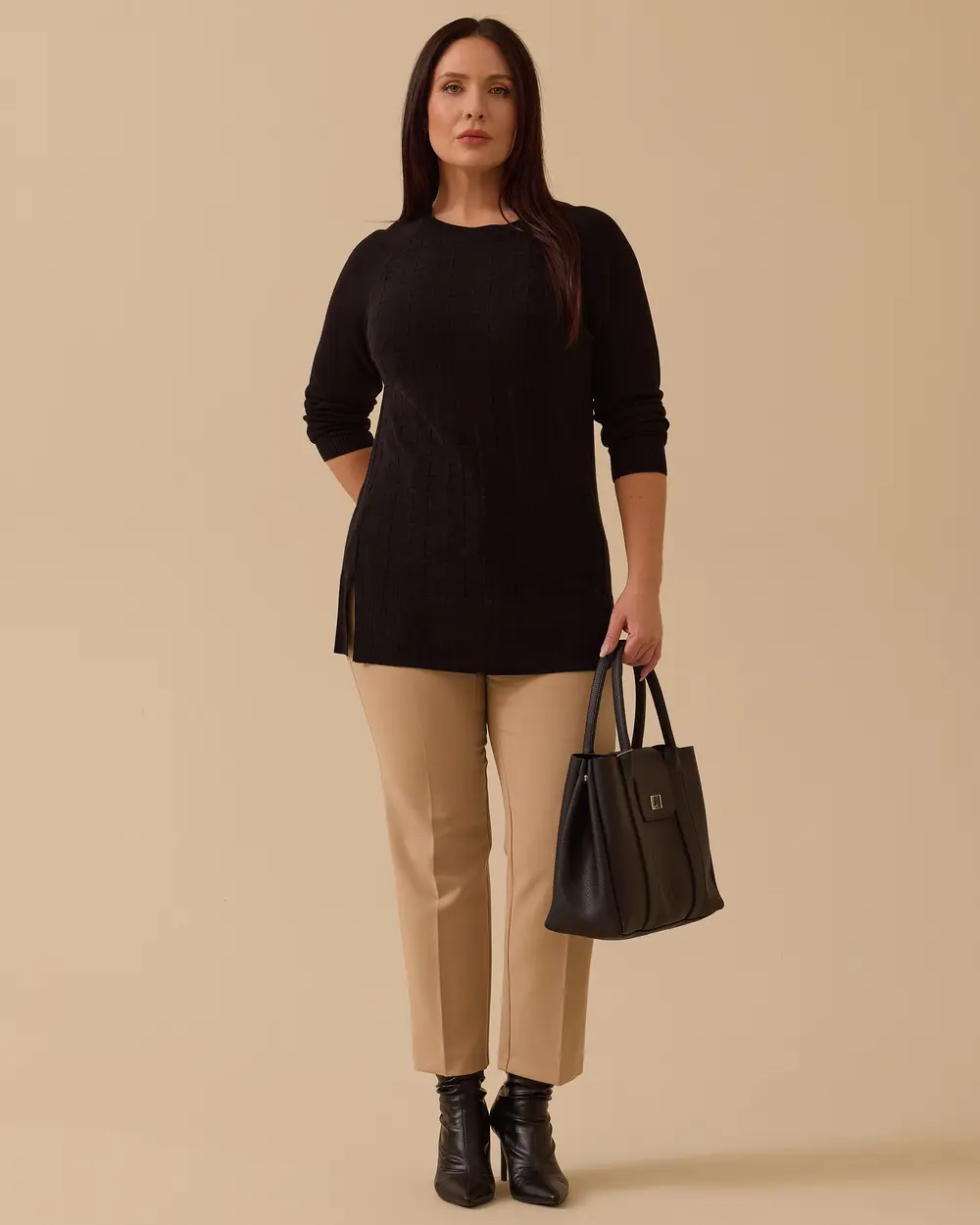 Plus Size Knit Patterned Sweater