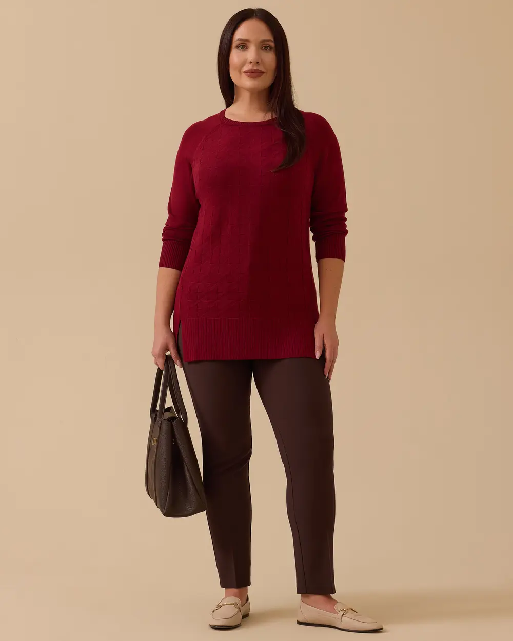 Plus Size Knit Patterned Sweater